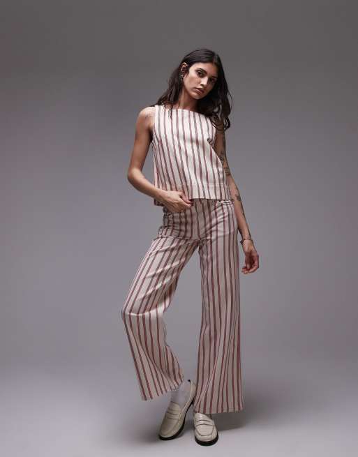 Topshop denim square neck shell top in red stripe | ASOS