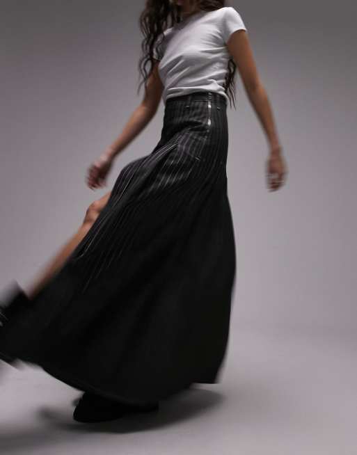 Topshop black pleated midi skirt clearance