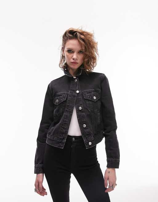 Topshop black shop denim jacket