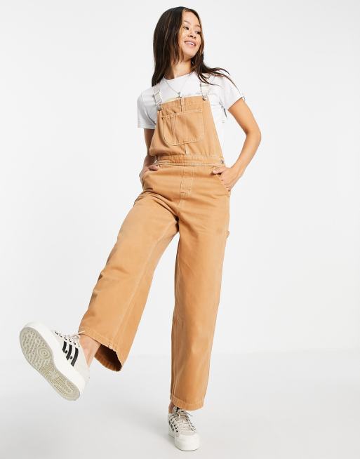 Topshop - Denim timmermanstuinbroek in zandkleur 