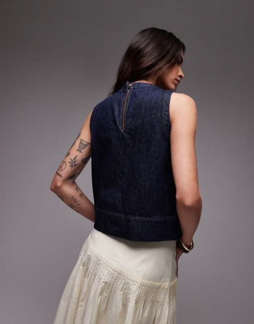 Topshop - Denim top in indigo, 4 van 4