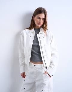 Denim utility jacket in ecru