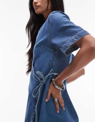 Topshop Denim Wrap Mini Dress