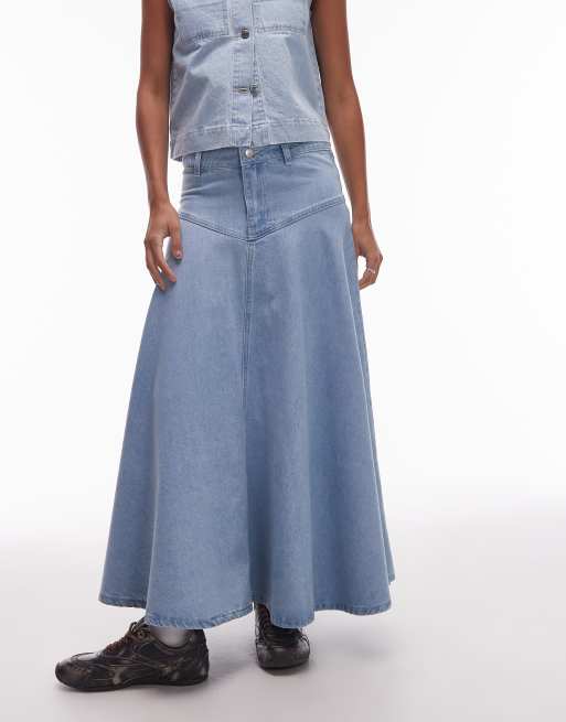 【BAON】Jikik Denim Long Skirt BAON】Jikik Denim Long Skirt Korean Style Ball Grown Long