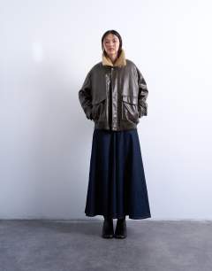 Denim yoke front maxi skirt in indigo rinse