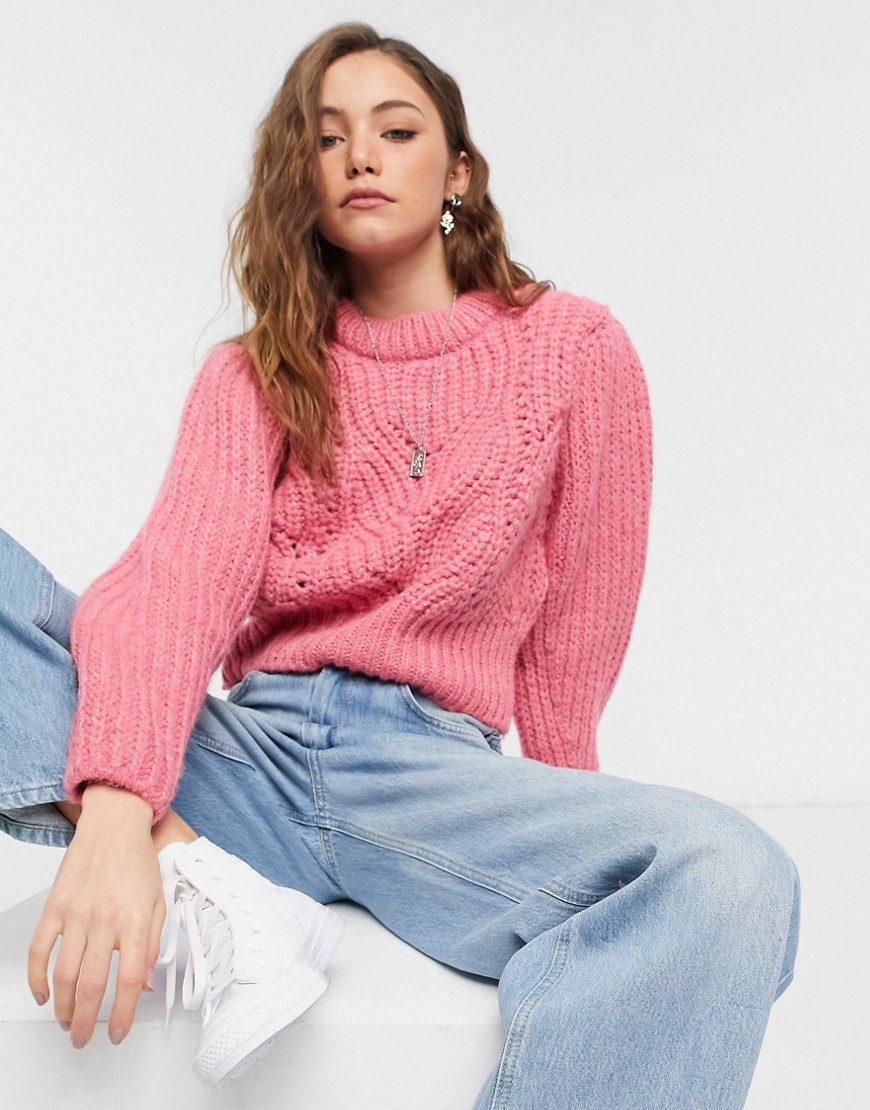 Tonen Guinness detectie Topshop Detail Sleeve Sweater In Rose-pink | ModeSens