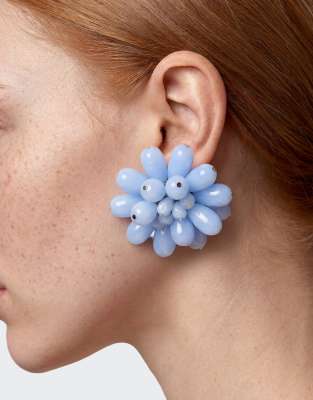 Topshop Dezi semi precious cluster earring in blue