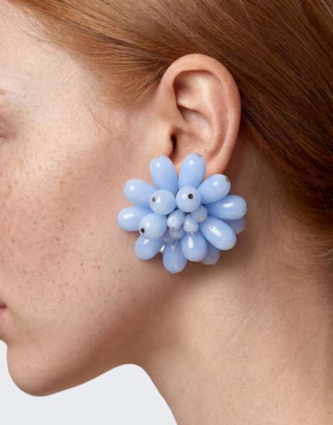 Topshop Dezi semi precious cluster earring in blue - view 1