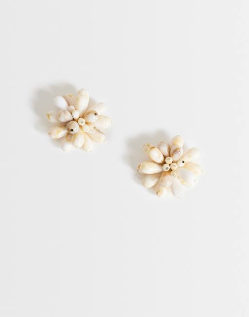 Topshop Dezi semi precious cluster earrings in off white marble, 2 of 4