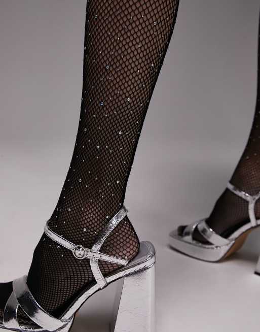 TOPSHOP Diamante Tights in Black