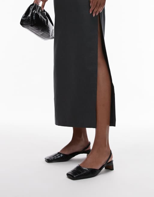 Topshop - Diana - Scarpe nere con tacco medio e punta squadrata, 3 di 4
