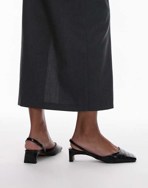 Topshop - Diana - Scarpe nere con tacco medio e punta squadrata, 4 di 4
