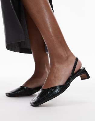 Diana square toe mid heeled shoes in black