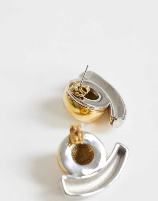 Topshop Diana stainless steel stud earrings in gold and silver, 3 of 4