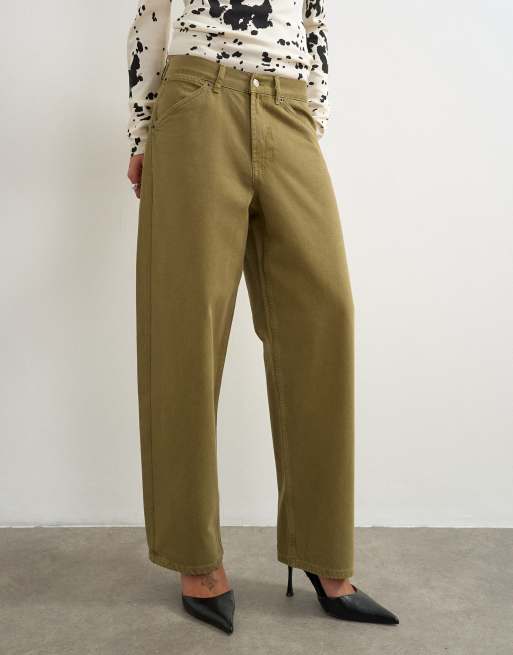 Topshop Dilan Baggy-Jeans mit niedrigem Bund in Khakigrün, 2 von 5