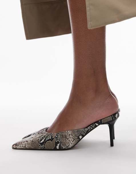 Topshop - Dill - Scarpe con tacco medio arricciate con motivo pitonato - view 1