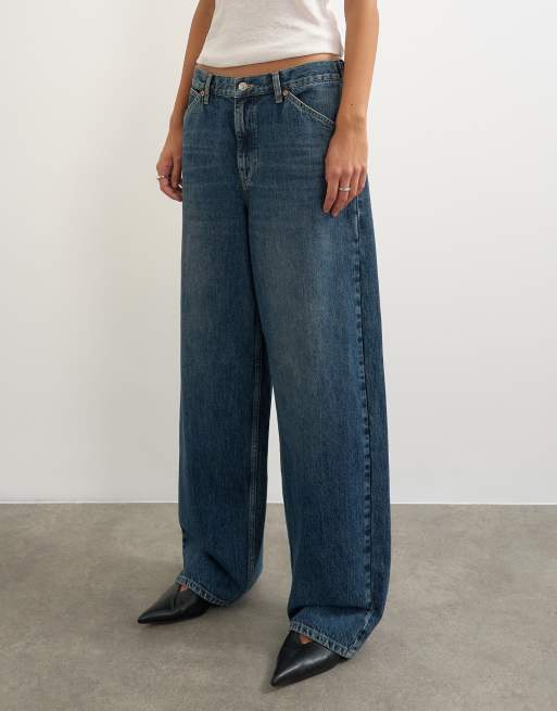Topshop Dillan baggy dad-jeans med låg midja i smutsblå, 4 av 5