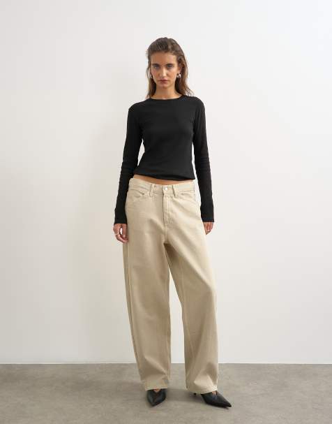 Topshop Dillan baggy dad-jeans med låg midja i winter oat - view 1