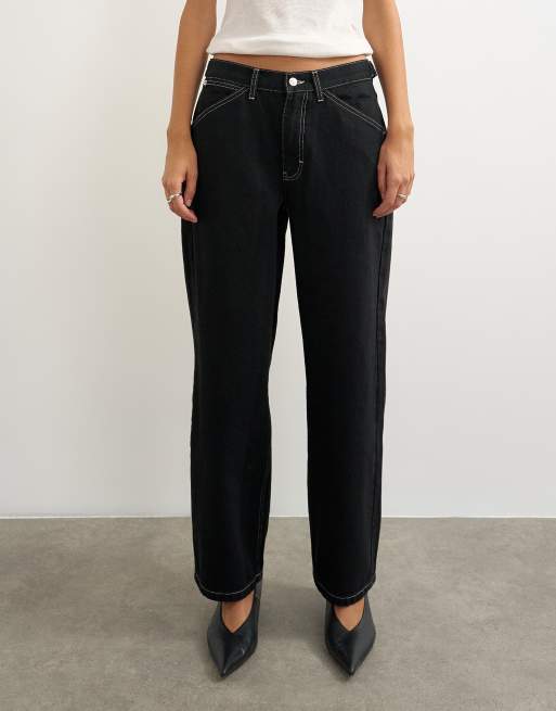Topshop Dillan baggy low rise jean in clean black, 2 of 5