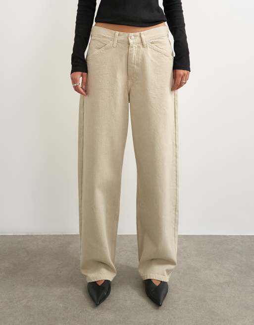Topshop Dillan baggy low rise jean in winter oat, 2 of 5