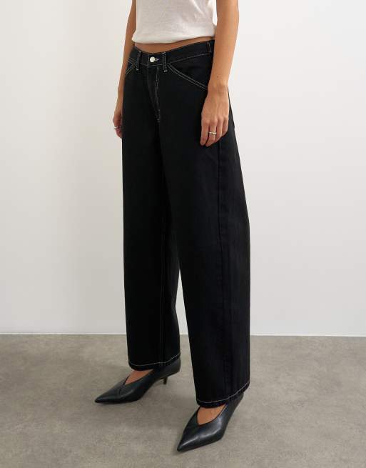 Topshop Dillan luźne jeansy z niskim stanem w czerni, 4 z 5