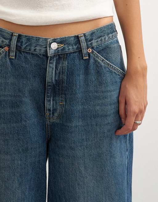 Topshop - Dillan - Snavset blå posede dad-jeans med lav talje, 3 af 5