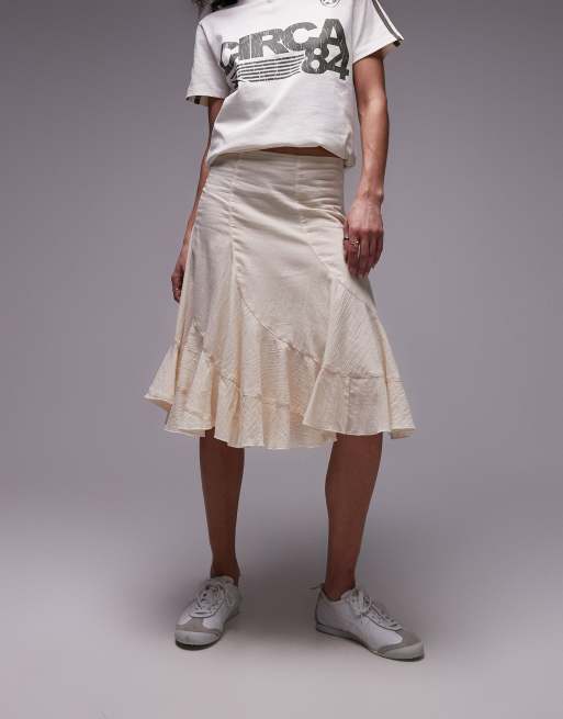 Topshop - Disjointed - Gonna al ginocchio color avorio