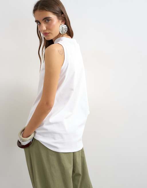 Topshop distorted cape top in ecru, 3 of 4