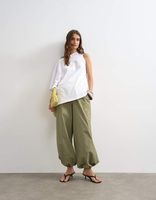 Topshop distorted cape top in ecru, 4 of 4