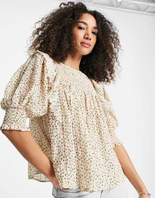 Embroidered store smock top