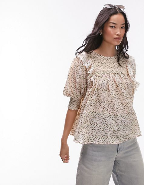  Other Stories cropped eyelet blouse in white