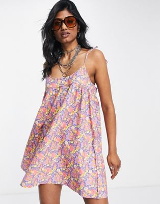 Topshop ditsy floral print beach mini dress in multi