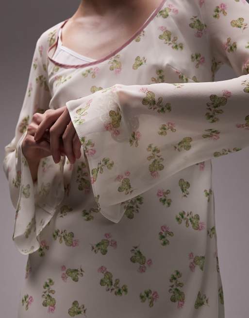 topshop ditsy floral midi dress Topshop ditsy floral trim detail maxi dress in ivory
