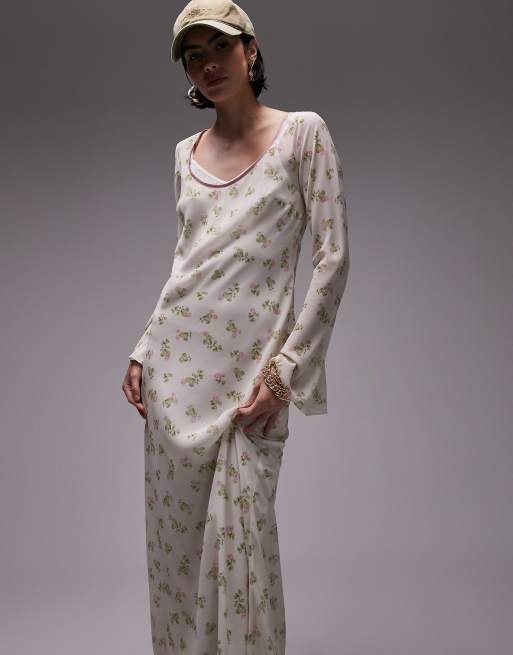 topshop ditsy floral midi dress Topshop Women Size 6 Baby Blue Ditsy Floral