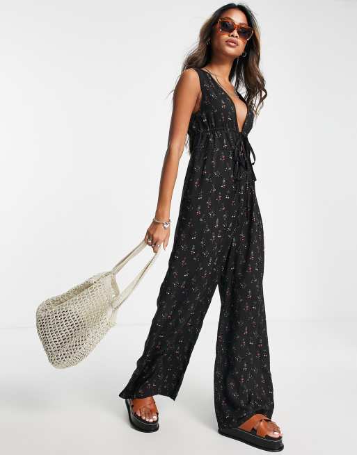 Topshop black sale and white jumpsuit