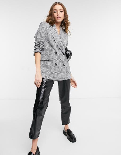 Topshop - Dobbeltradet blazer i sort-hvide tern, 4 af 4