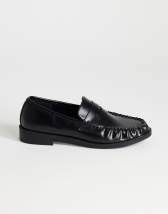 Topshop Dominic ruched loafer in black
