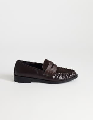 Topshop Dominic Ruched Loafer In Brown