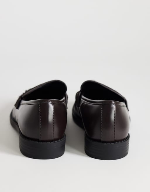 Topshop Dominic ruched loafer in chocolate hair on real leather, 4 of 4