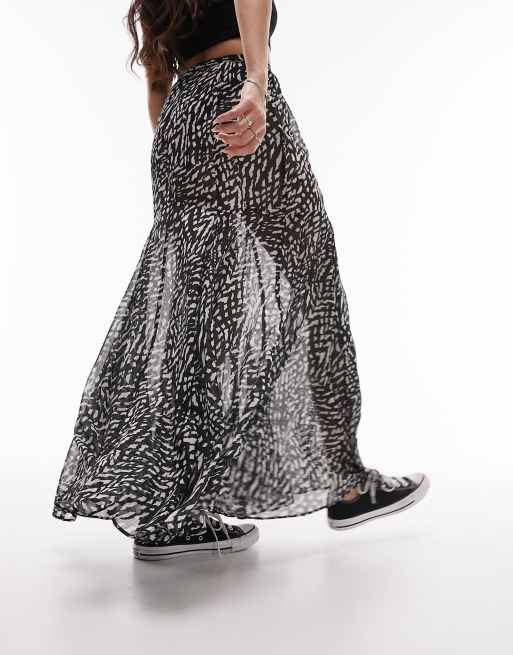 Maxi rok zwart online wit