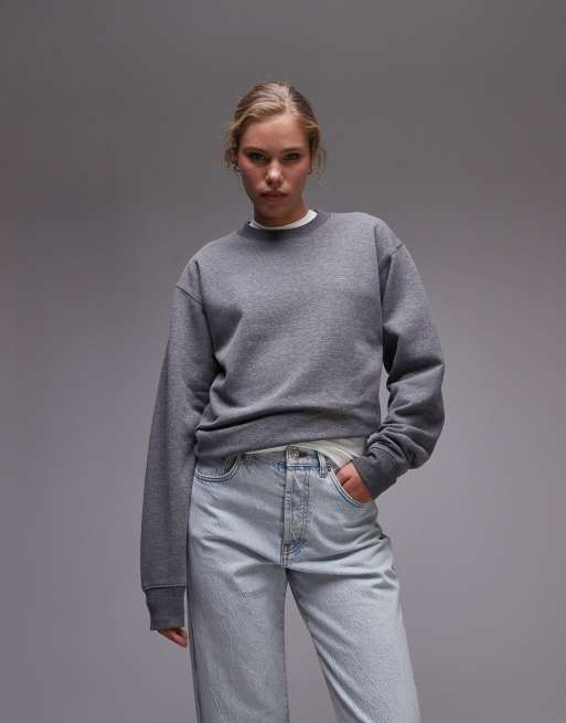 Topshop – Dopasowana bluza dresowa w szarym melanżowym kolorze