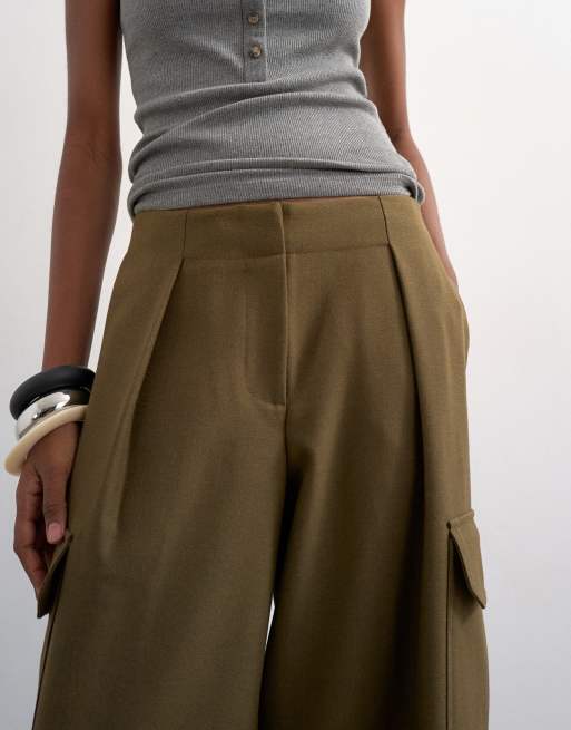 Topshop – Dopasowane spodnie bojówki w kolorze khaki, 4 z 5