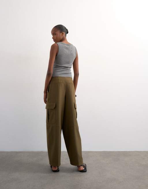 Topshop – Dopasowane spodnie bojówki w kolorze khaki, 5 z 5