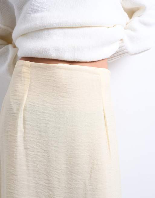 Topshop – Doppellagiger, transparenter Rock in Buttermilchgelb mit geradem Schnitt, 3 von 5