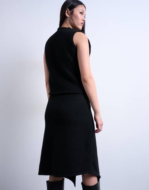 Topshop – Doppellagiges Strickoberteil in Schwarz, 4 von 4