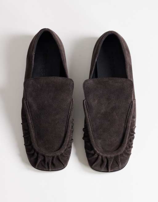 Topshop Dora mocassin en daim froncé couleur chocolat, 3 de 4