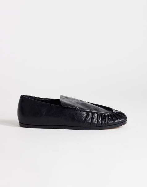 Topshop Dora ruched loafer in black - view 1