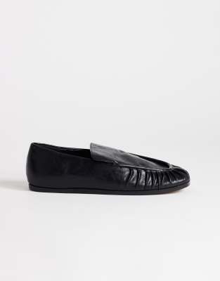 Topshop Dora Ruched Loafers In Black