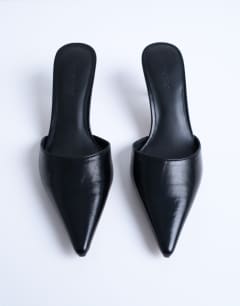 Dorota kitten heel pointed mule in black