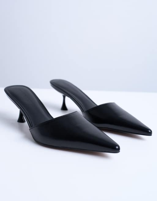 Topshop Dorota kitten heel pointed mule in black | ASOS